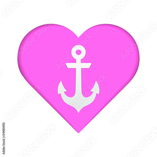 pink heart shaped anchor, vector illustrator