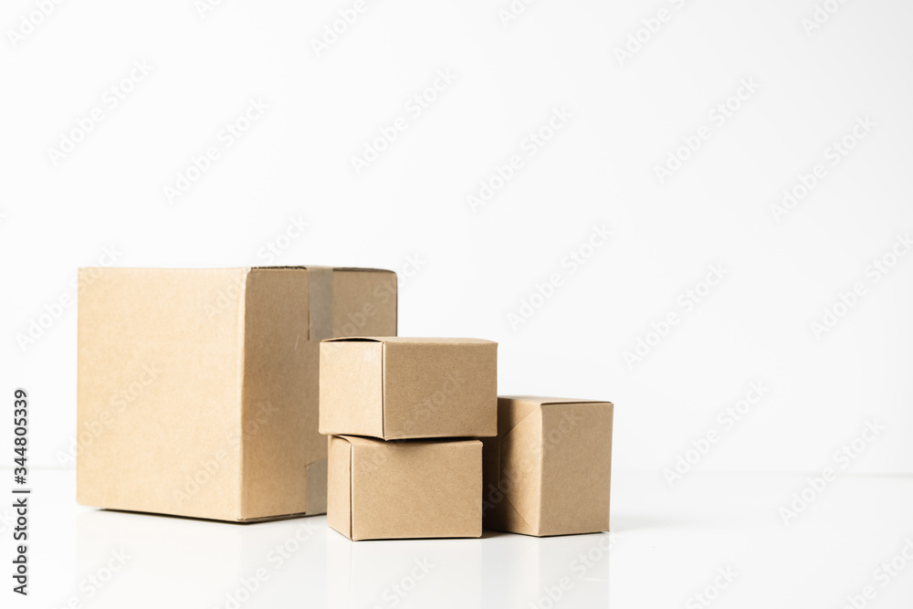 Group of cardboard box isolated on white background with clipping path. Group of cardboard box isolated on white background with clipping path.