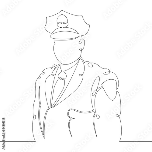 Uniformed police officer. Male policeman in a cap.