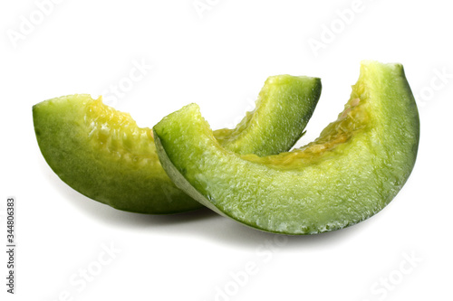 Melon slices isolated on white background