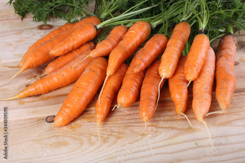 Carrots harvest on table