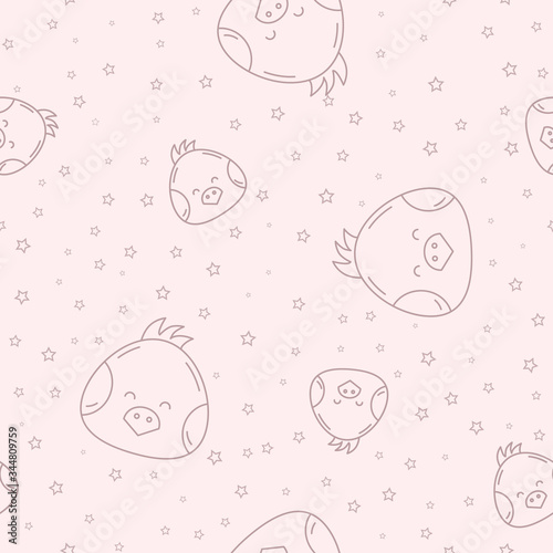 Wrapping paper - Seamless pattern of symbols chicken for vector graphic design