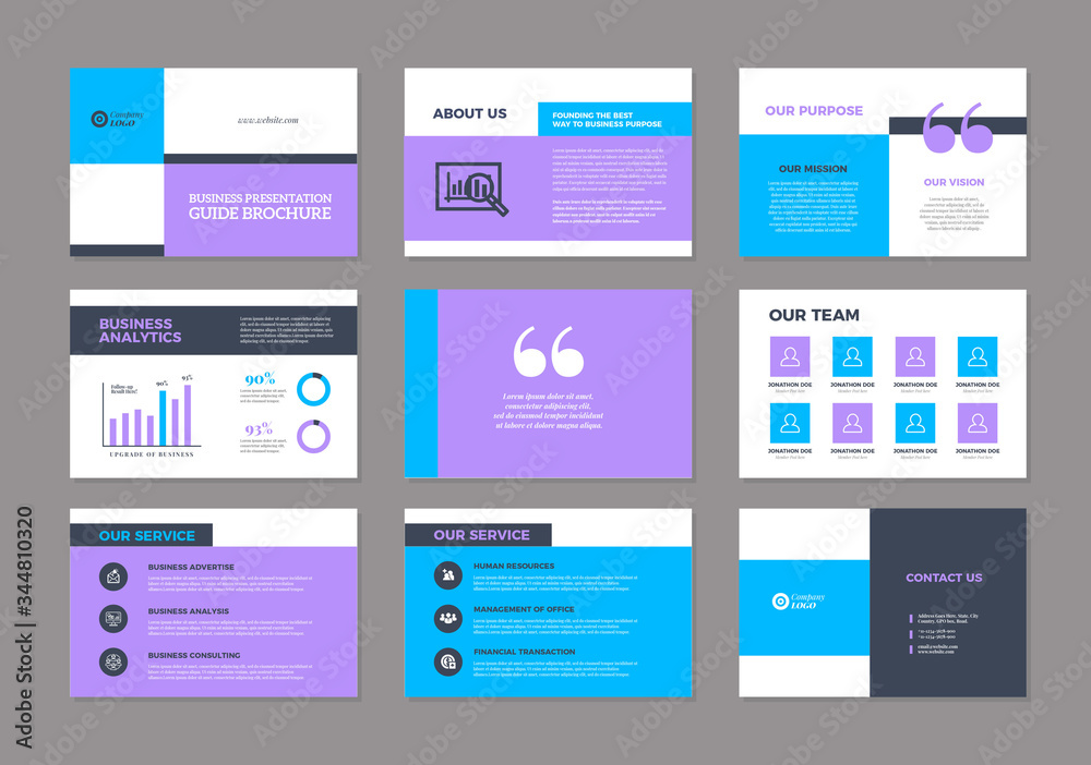 Business Presentation Brochure Guide Design | Powerpoint  Slide Template | Sales Guide Slider