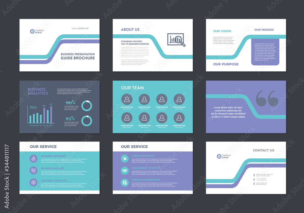 Business Presentation Brochure Guide Design | Powerpoint  Slide Template | Sales Guide Slider