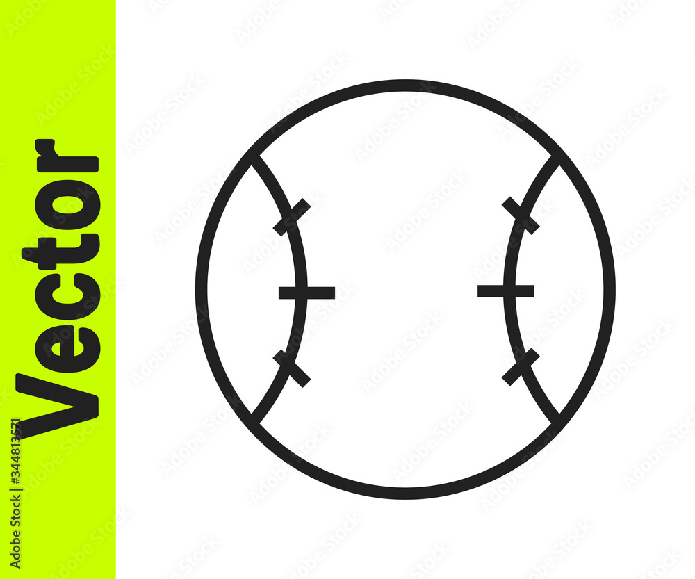 Black line Baseball ball icon isolated on white background. Vector Illustration Black line Baseball ball icon isolated on white background. Vector Illustration