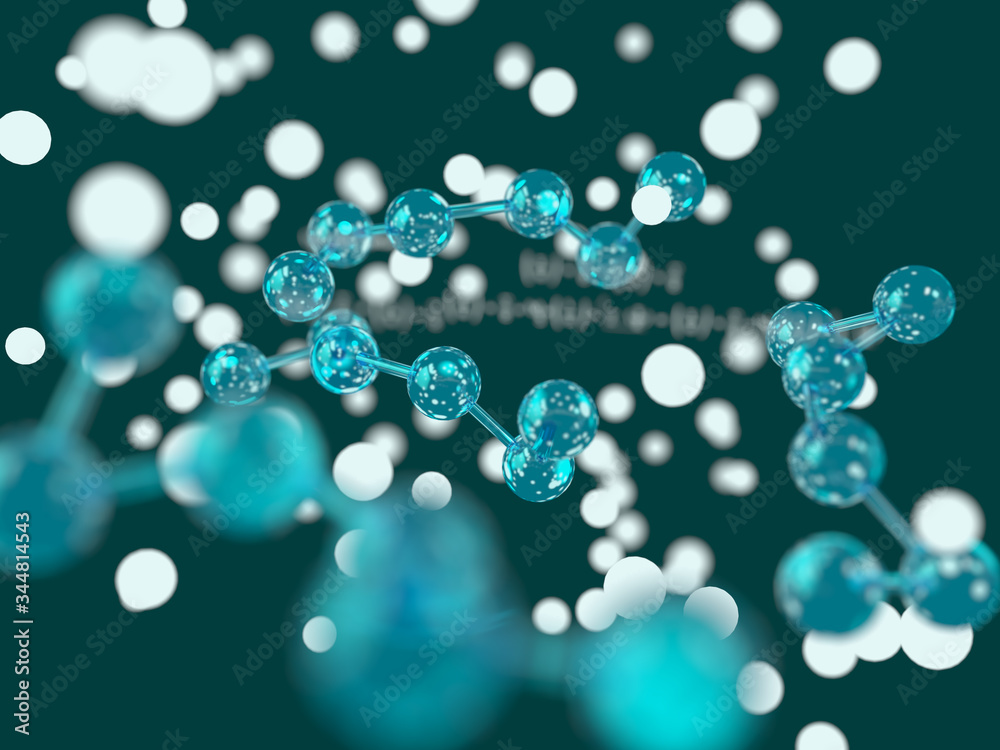 Abstract molecule and formula background 3d illustration