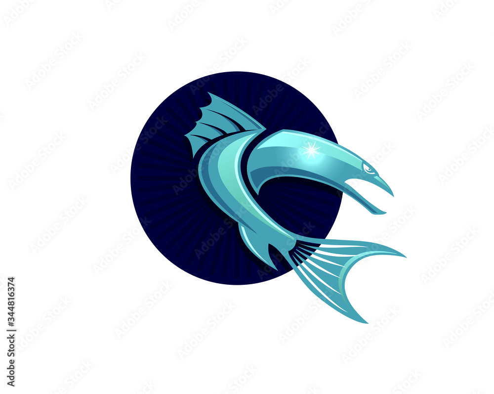 Fototapeta premium fish baracuda logo design vector ilustration