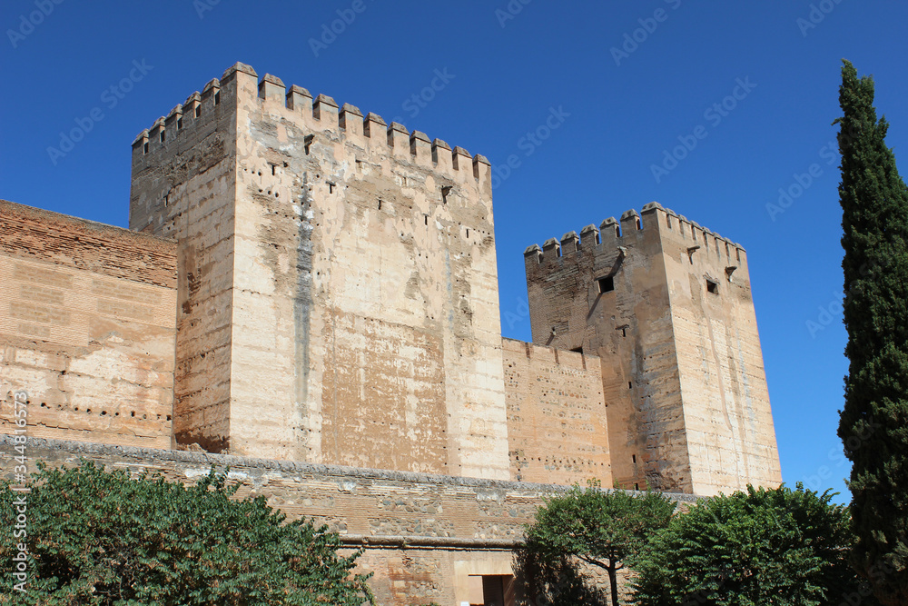 Muralla de la alcazaba de Granada. Fortaleza del s. XIII en la Alhambra. 