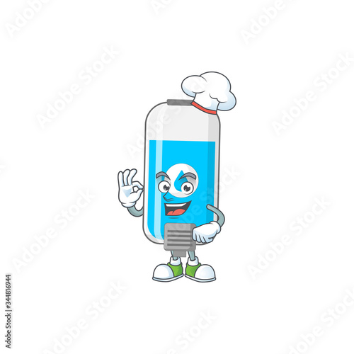 Wall hand sanitizer cartoon design style proudly wearing white chef hat