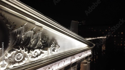 Moscow Power Engineering Institute At Night Aerial Footage