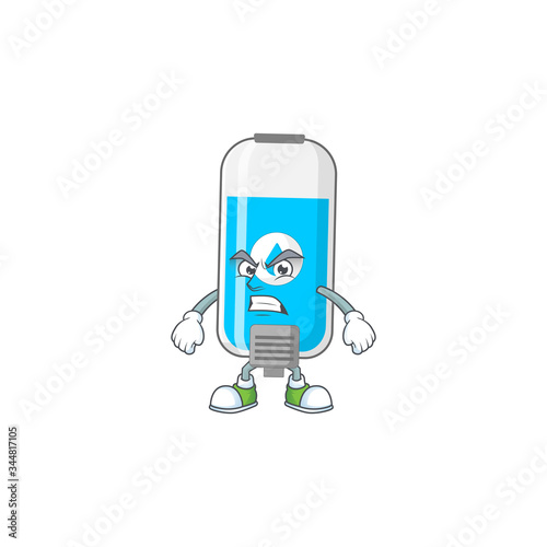 Mascot design style of wall hand sanitizer with angry face