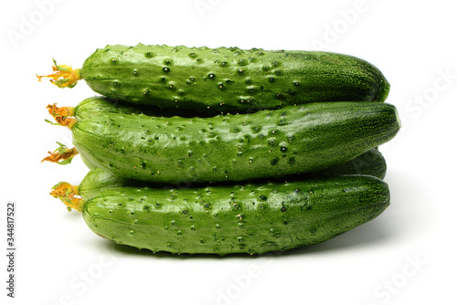 Green cucumber on the white background