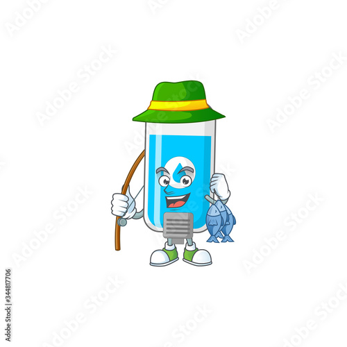 A Picture of wall hand sanitizer fisher mascot design catch a fish