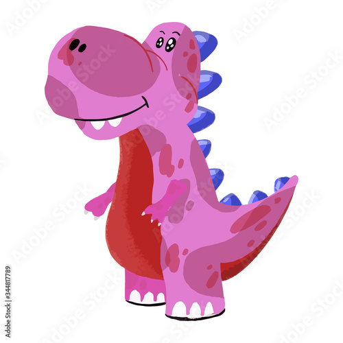 Cute little dinosaur monster. Vector cartoon illustration