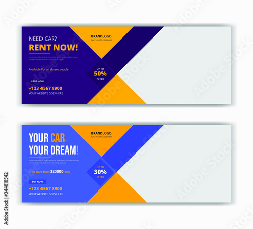Car taxi rent sale social media post facebook cover timeline web ad banner template