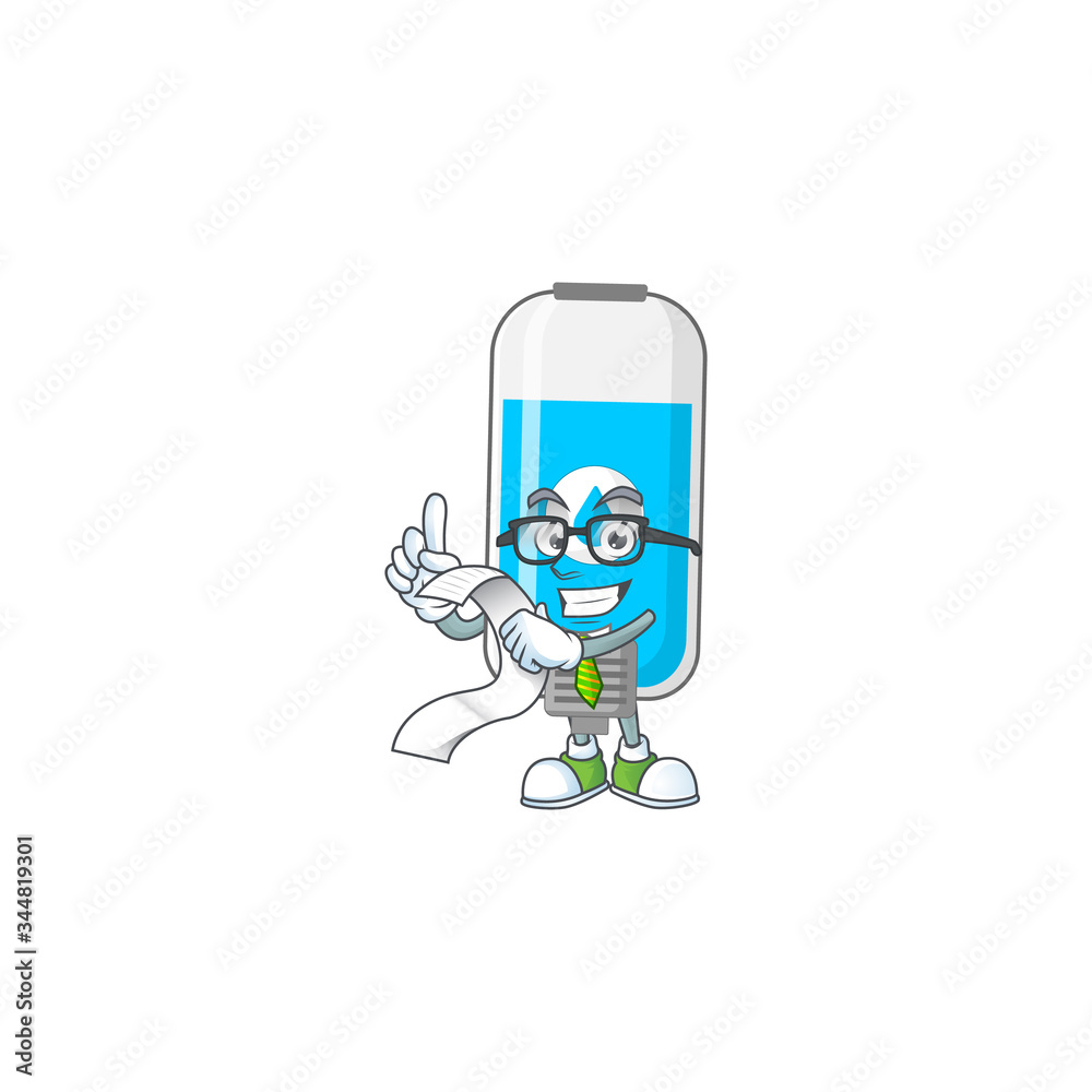Mascot cartoon concept of wall hand sanitizer with menu list