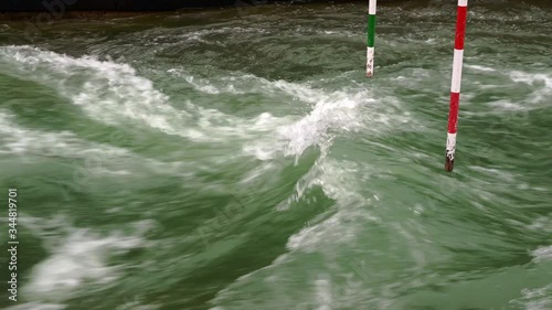Canoe, Kajak track with very fast white green water flow