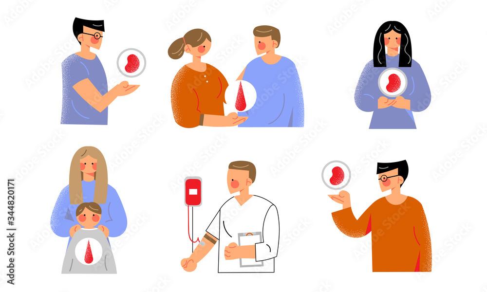 People donors volunteers and doctors taking blood and organs for needs People donors volunteers and doctors taking blood and organs for needs