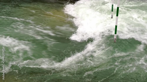 Canoe, Kajak track with very fast white green water flow