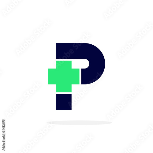 Vector Logo Letter Medical Cross P