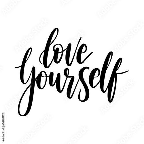 Love yourself - vector quote. Positive motivation quote for poster, card, t-shirt print.