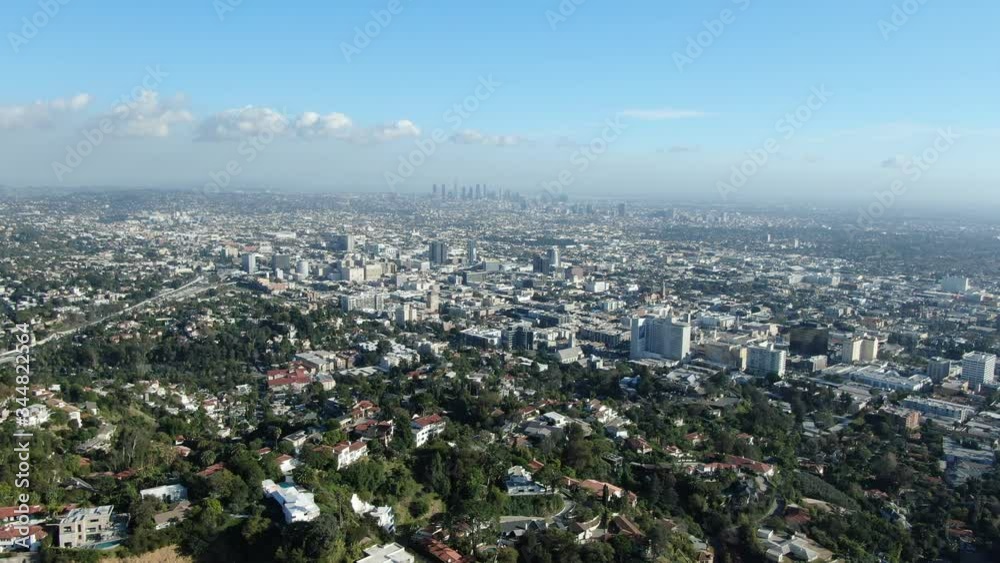 Hollywood and Los Angeles Aerial Shot from Hollywood Hills Left Hollywood and Los Angeles Aerial Shot from Hollywood Hills Left
