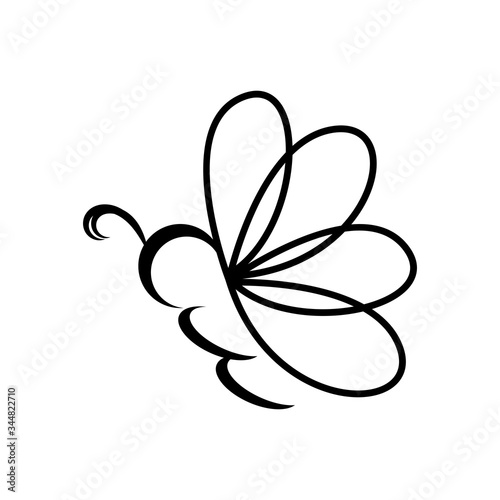 butterfly or bee line art logo and vector icon