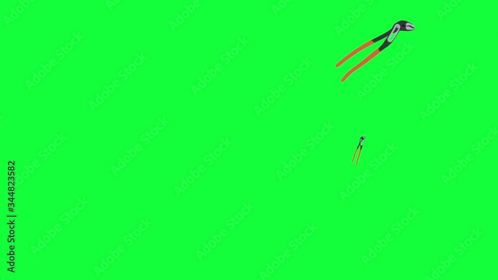 pliers tools falling animation on green screen chroma key , graphic elements, sealess loop pliers tools falling animation on green screen chroma key , graphic elements, sealess loop