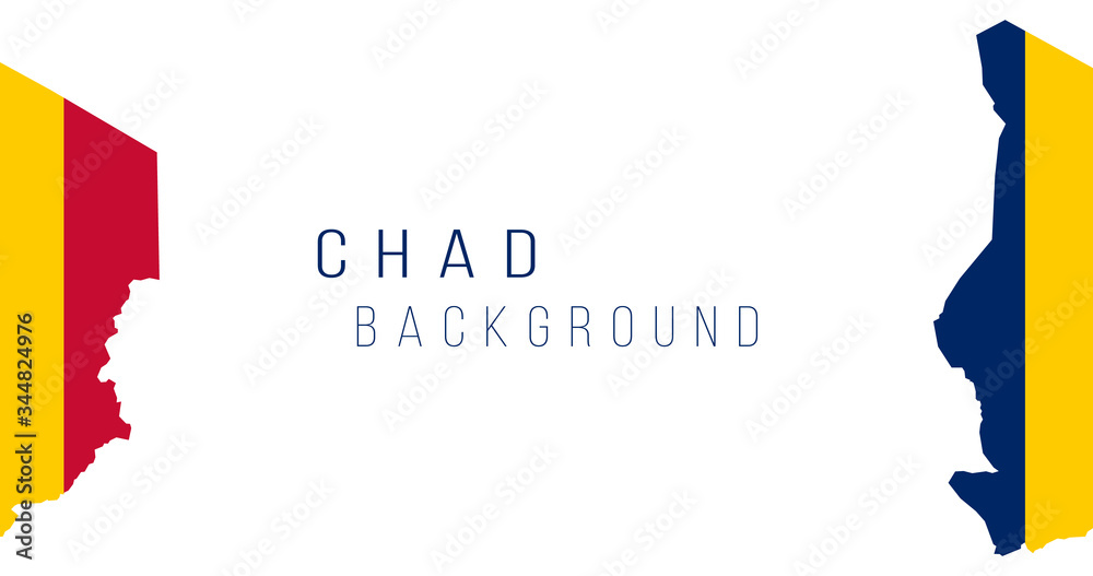 Chad flag map background. The flag of the country in the form of borders. Stock vector illustration isolated on white background.