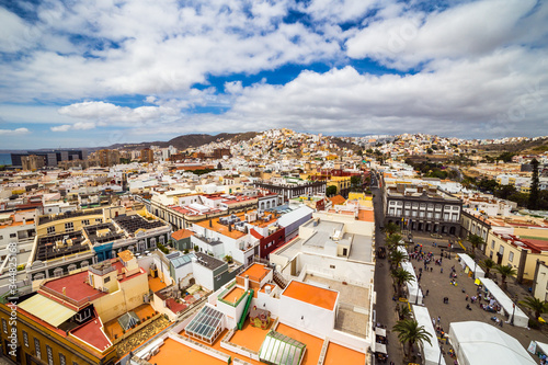 View over Las Palmas de Gran Canaria from the Cathedral of Santa Ana on a cloudy day, Canary Islands, Spain