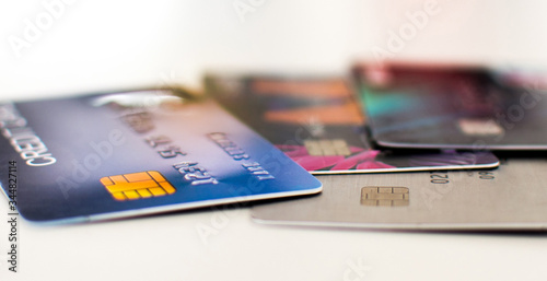 Blurred images of credit card, stack overlapping