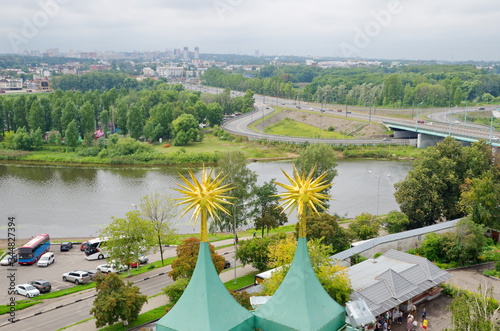 View from the belfry of the Spaso-Preobrazhensky monastery on the city of Yaroslavl and the Kotorosl river. Golden ring of Russia photo