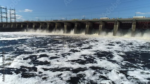 dam on the river Volga aerial shooting photo