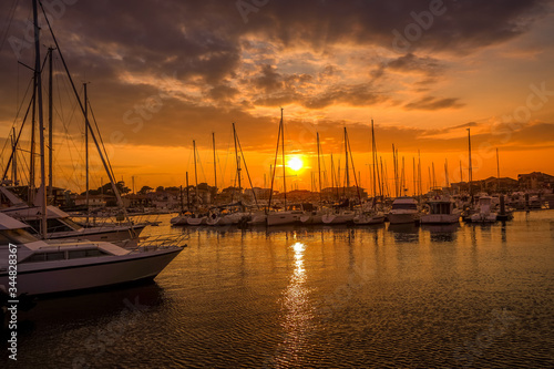 Port view in Capbreton during evening