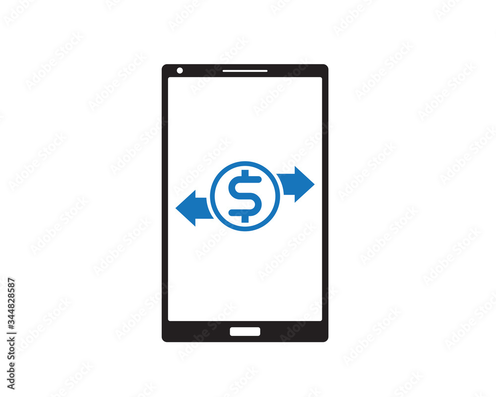 Mobile money transfer icon vector, mobile banking concept icon blue version Mobile money transfer icon vector, mobile banking concept icon blue version