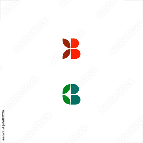 initial B letter logo leaf design