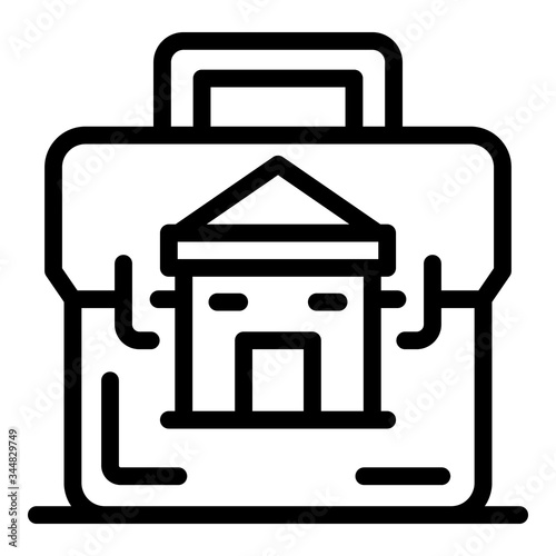 Case and house icon. Outline case and house vector icon for web design isolated on white background