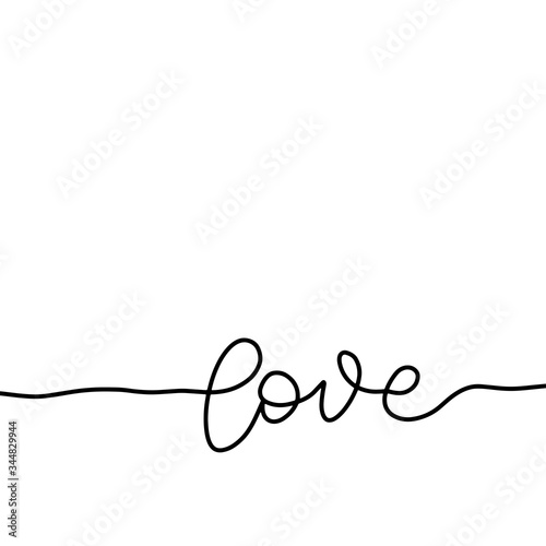 Love in continuous drawing line. Incessant black line. Symbol of love. Romantic card, valentine invitation, decoration. Mono line design. Vector illustration.