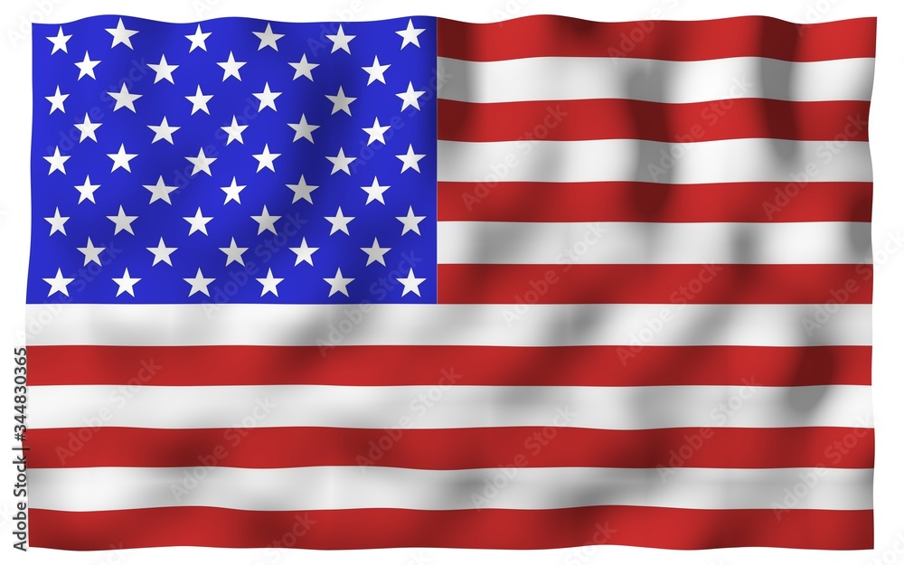 Waving flag of the United States of America. Stars and Stripes. State symbol of the USA. 3D illustration Waving flag of the United States of America. Stars and Stripes. State symbol of the USA. 3D illustration