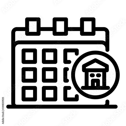 Calendar and house icon. Outline calendar and house vector icon for web design isolated on white background