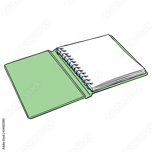 vector illustration of open notebook spiral bound