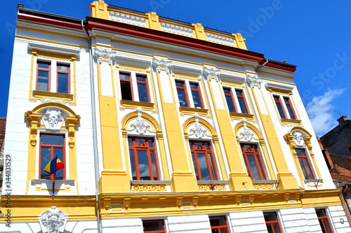 COVID time. Typical urban landscape in pandemic of the city Brasov, a town situated in Transylvania, Romania, in the center of the country photo