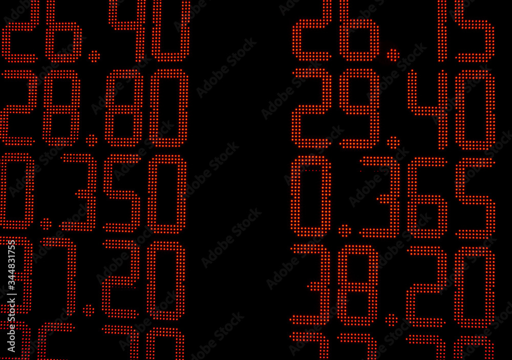 Board with currency exchange rates Board with currency exchange rates
