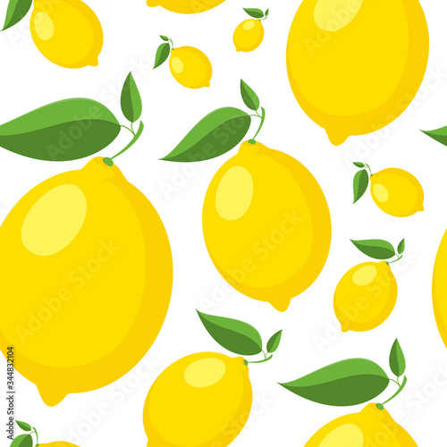 Seamless lemon pattern. Bright yellow fruit background