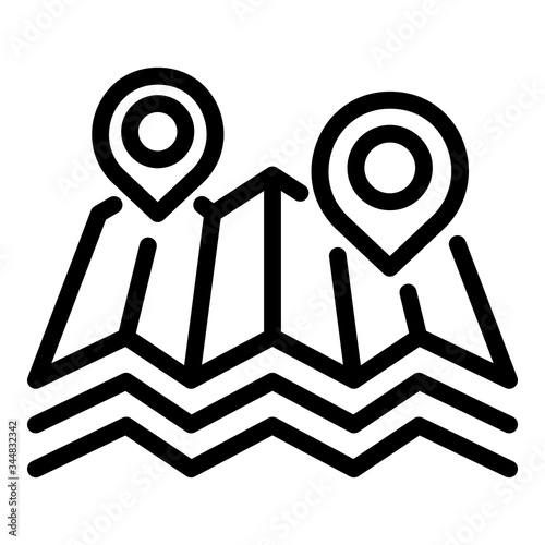 Point on the map icon. Outline point on the map vector icon for web design isolated on white background
