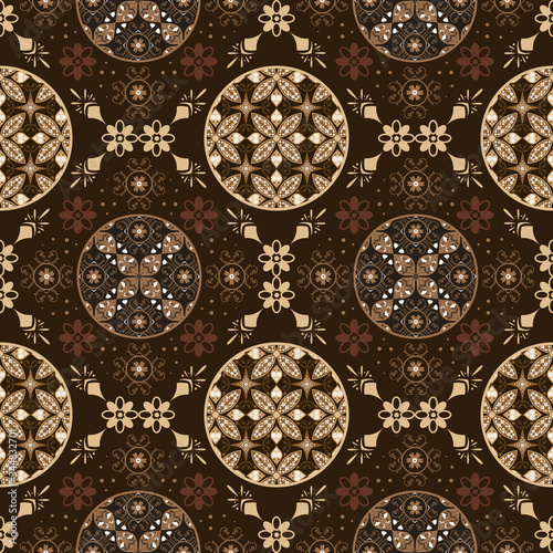 Seamless dark brown color design for traditional typical java batik