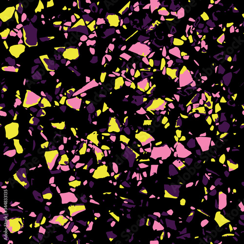 Terrazzo floor marble seamless hand crafted pattern. Traditional venetian material.Granite and quartz rocks and sprinkles mixed on polished surface.Abstract vector background for architecture designs