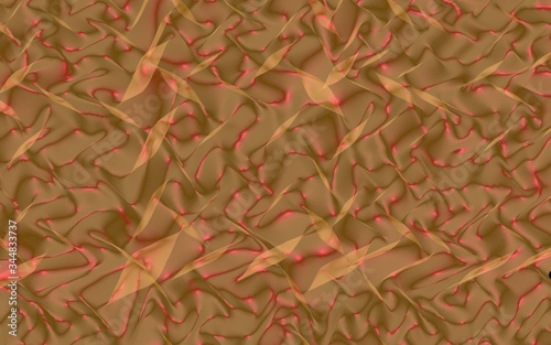 Graphic illustration - liquid pattern dark orange color. Modern abstract background. Design wallpaper. 3D illustration