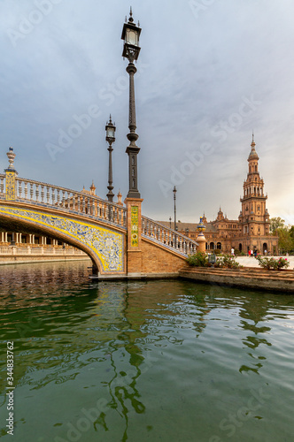 Late afternoon at the Plaza de Espana in Seville, Andalusia, Spain. © DirkR