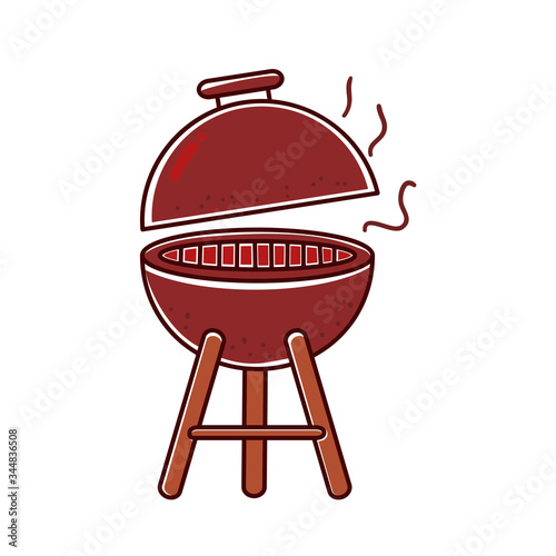 Grill vector illustration in colorful hand drawn style isolated on white background 